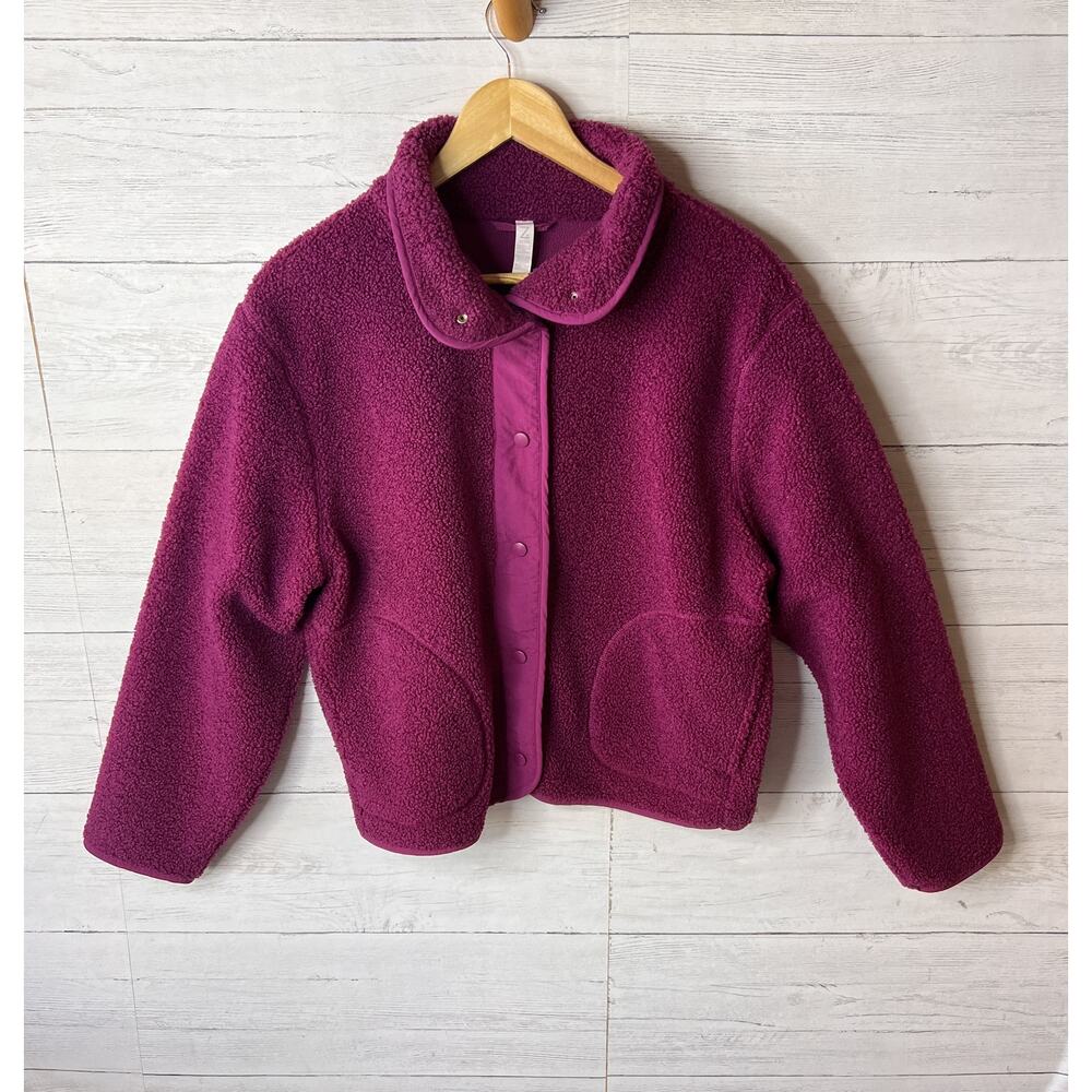 Z by Zella Jacket Womens Size Small Plum Purple Sherpa Snap Button Closure - Picture 4 of 15
